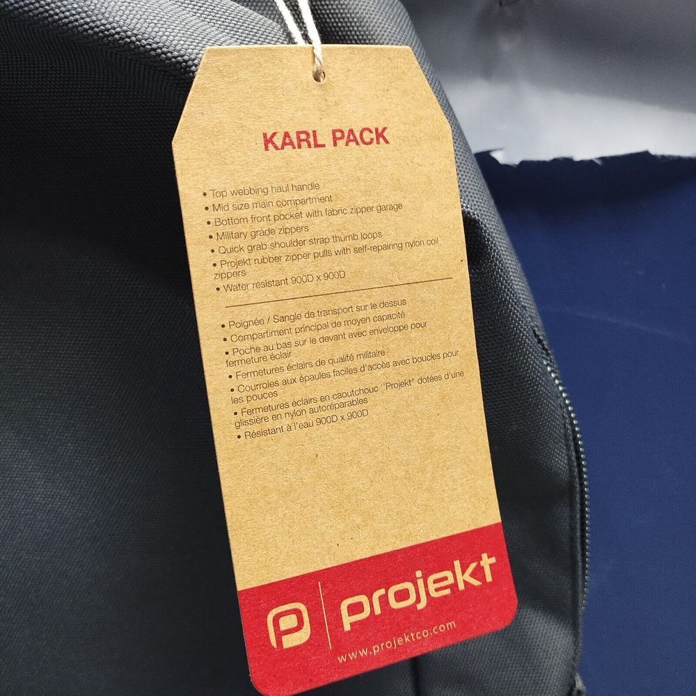 Project Karl Unisex Backpack Green Gray Canvas Adjustable Straps Water Resistant - Picture 4 of 16